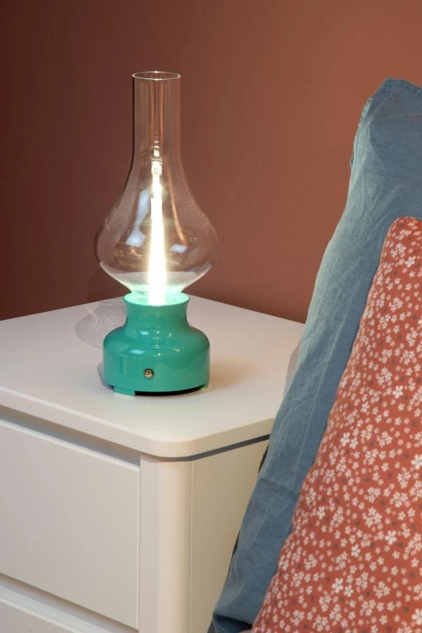 Lucide JASON - Rechargeable Table lamp - Battery pack/batteries - LED Dim. - 1x2W 3000K - 3 StepDim - Turquoise - ambiance 1
